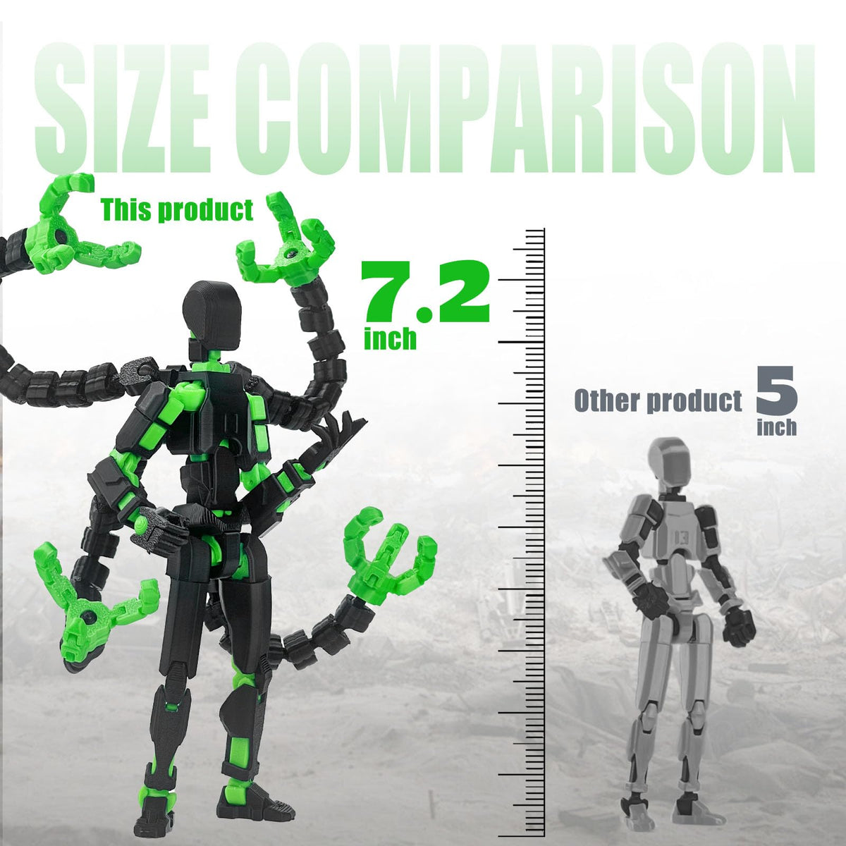 PkghoKids T13 articulated joints closeup highlighting three hand types.