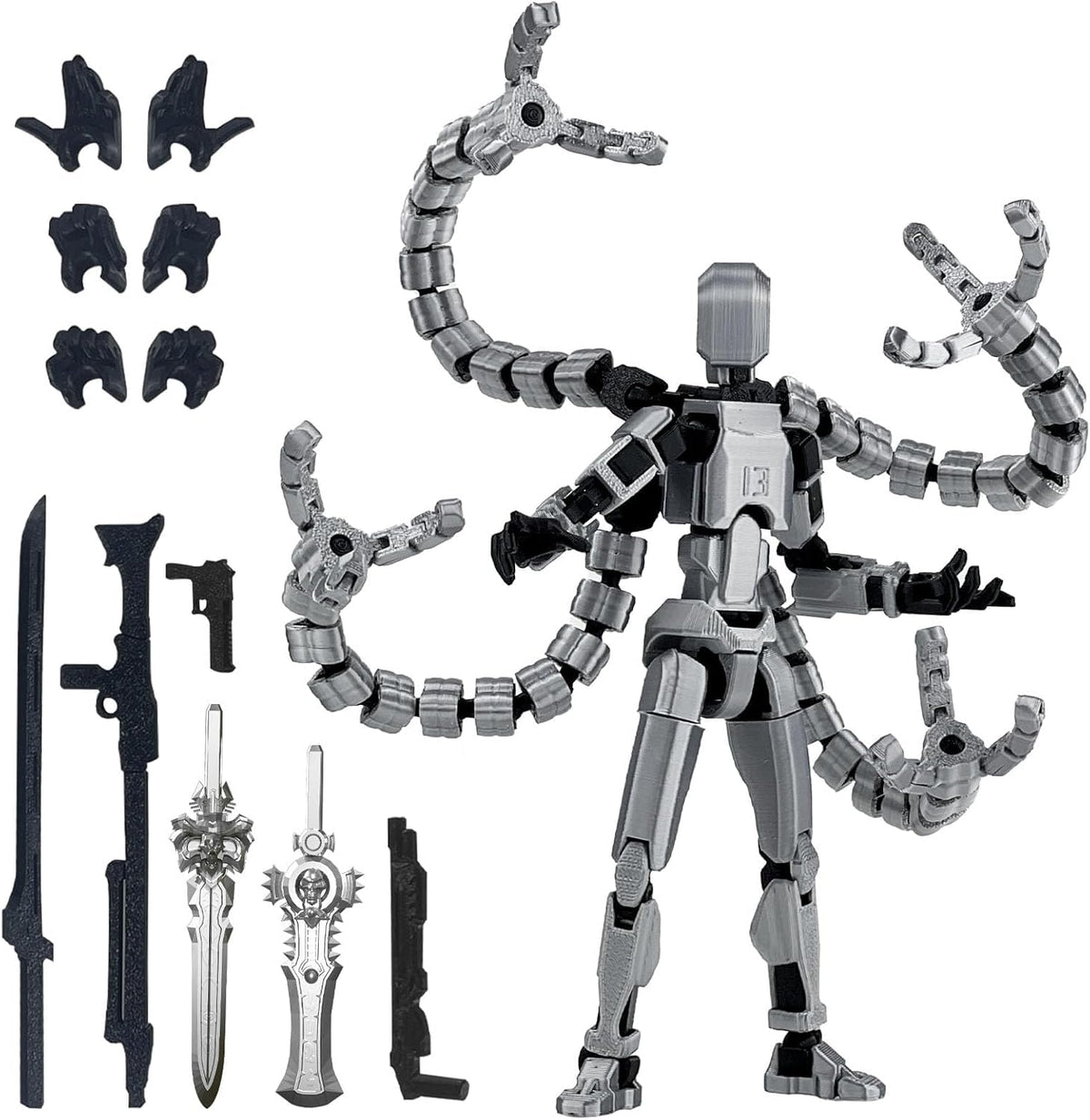 PkghoKids T13 front view; fully articulated for dynamic posing