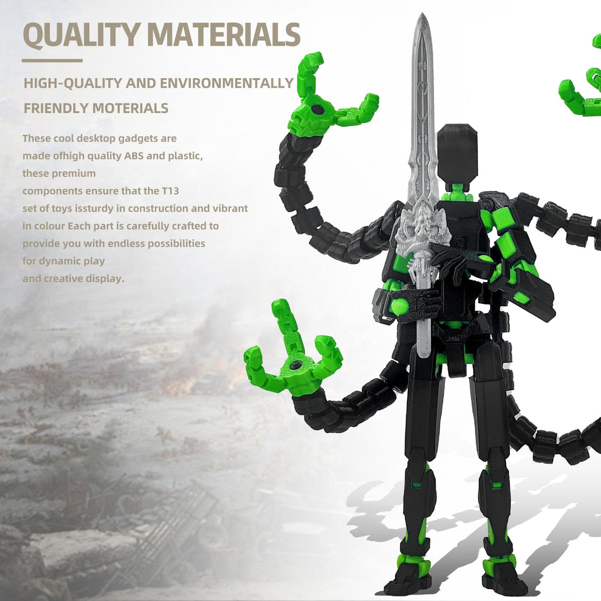 PkghoKids T13 hand-types and weapon options enabling creative setups.