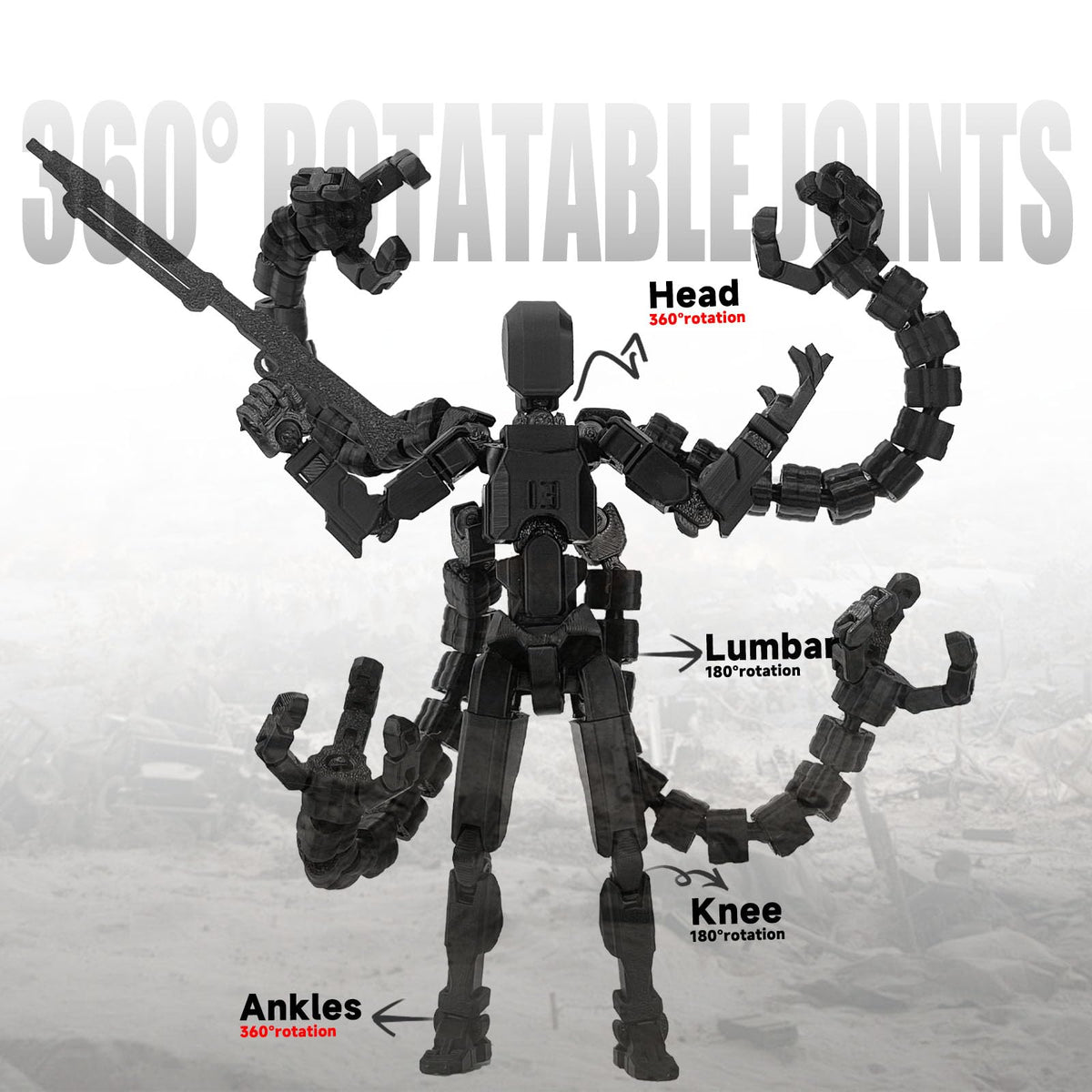 PkghoKids T13 Nova, five weapons included, customizable character for play.