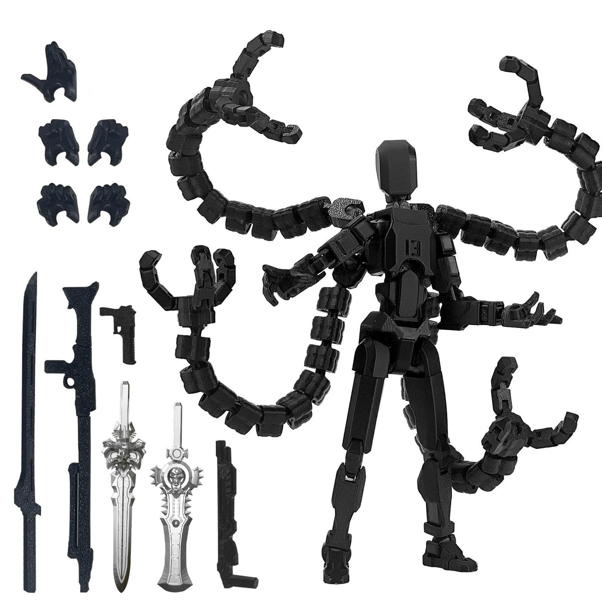 PkghoKids T13 Nova robot, fully jointed, ideal for dynamic desk displays.