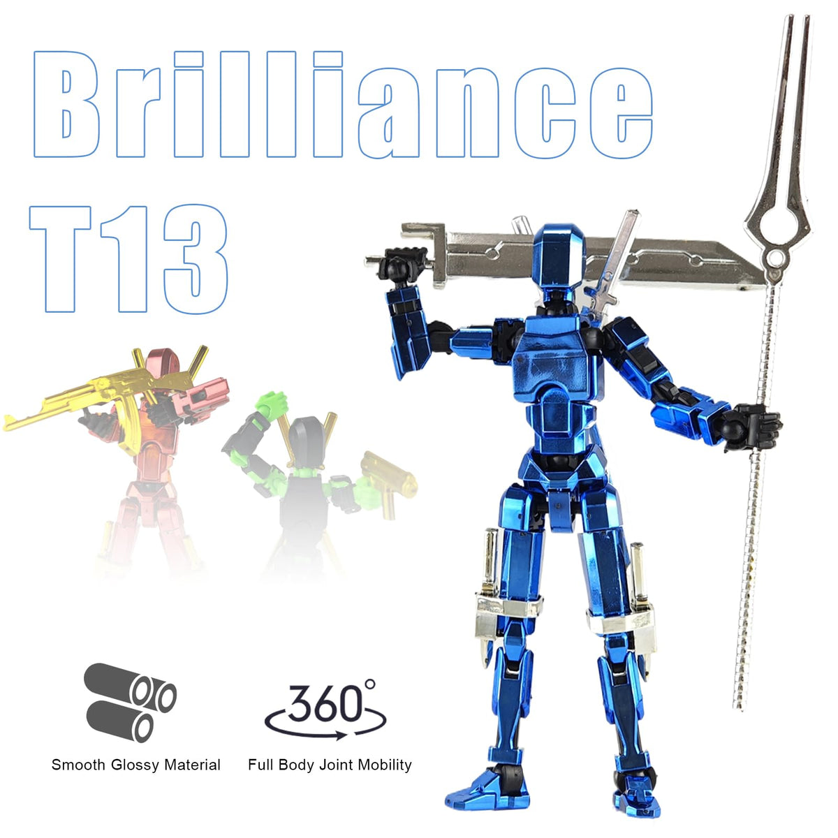 Pkghokids T13 3D printed figure shown fully assembled for immediate display.