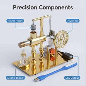 Pktiugf Stirling engine kit base and cylinder for engaging display.