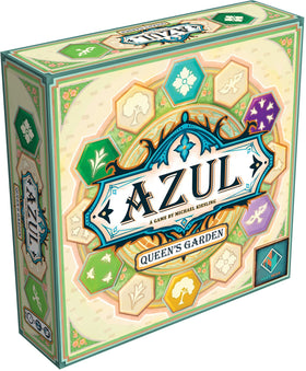 Plan B Games Azul Queen's Garden tiles for vibrant hexagon garden design.