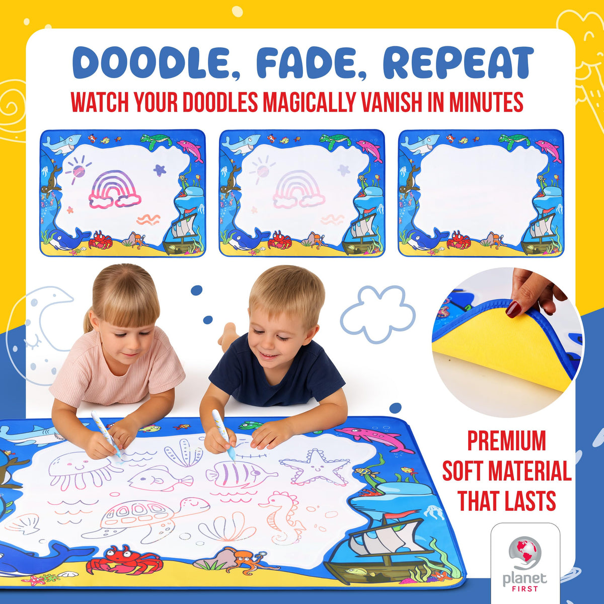 Planet First Water Doodle Mat Sea Life pens and roller for reusable art fun
