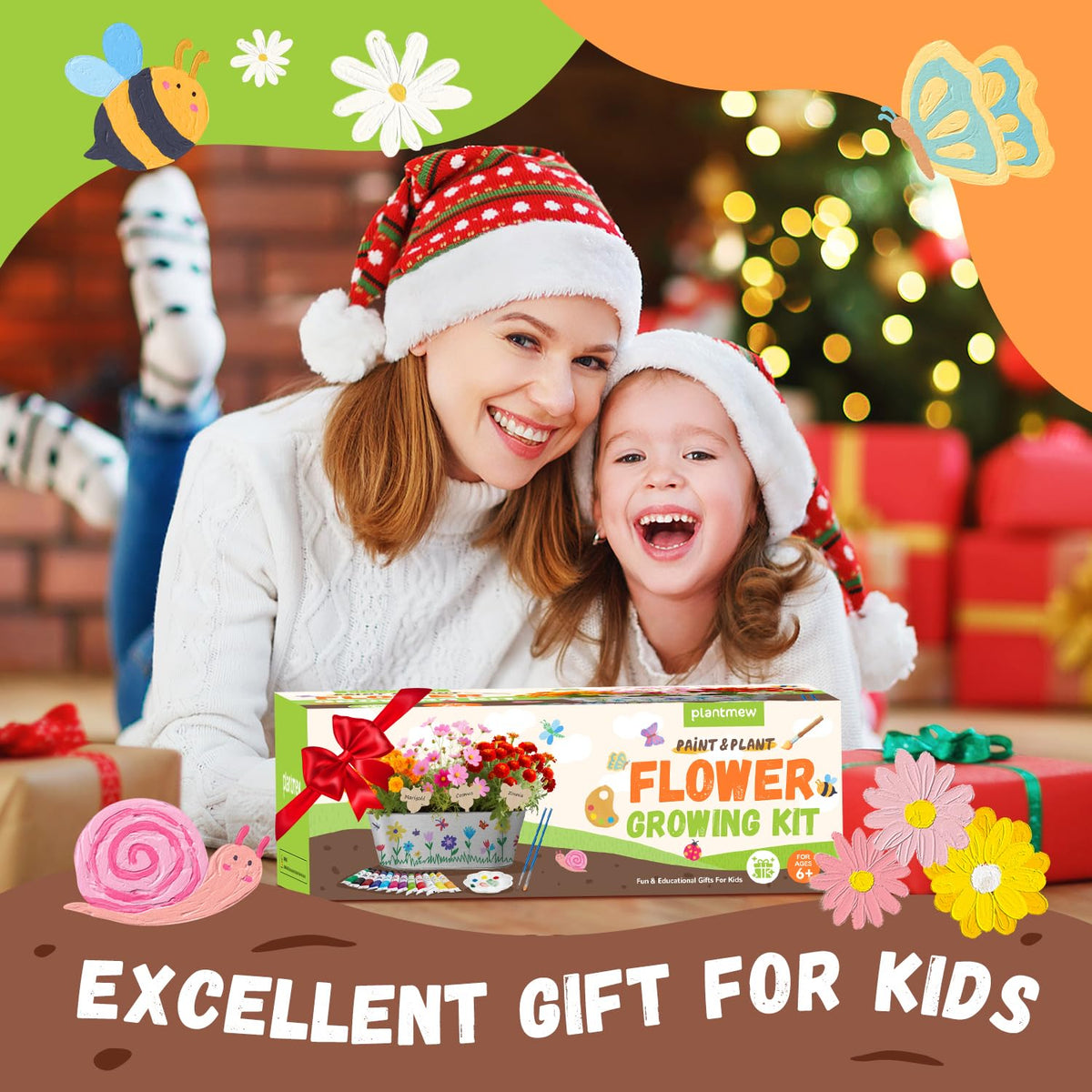 PlantMew Paint & Plant Kit: Zinnia, Marigold, Cosmos spark quick growth.