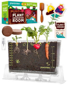 PLANTMEW Root Viewer Kit shows six seed varieties for hands-on science at home