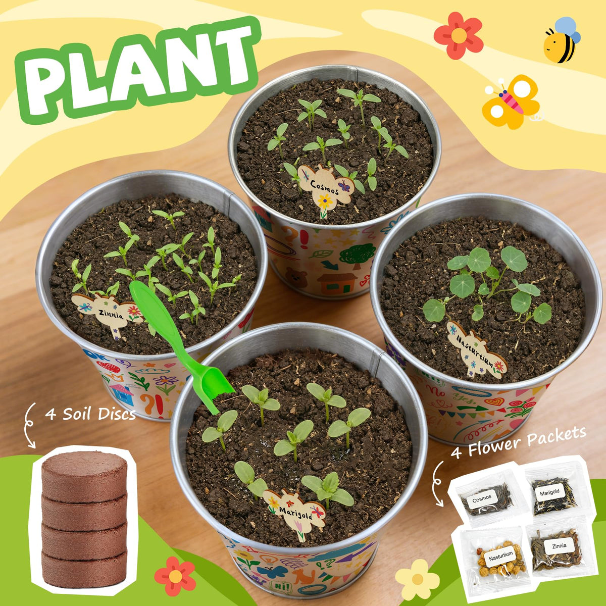 PLANTMEW soil discs expand with water for mess-free setup.