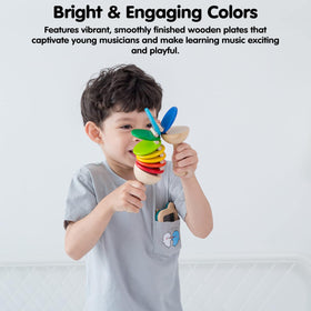 PlanToys wooden clatter toy with a 12-inch length is great for little hands
