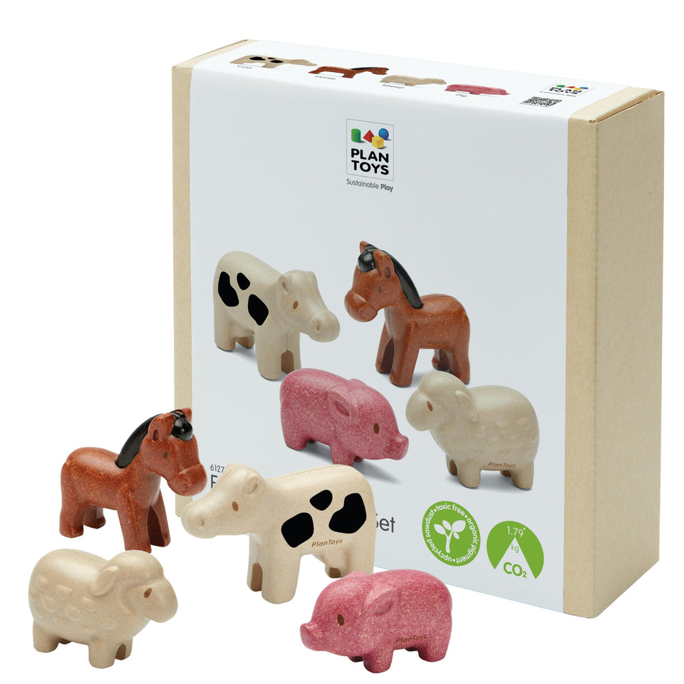PlanToys pig figurine for pretend farm play and fine motor skills