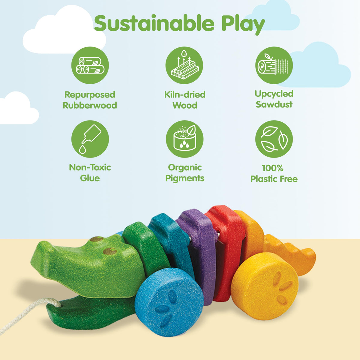 PlanToys Rainbow Dancing Alligator colorful body aids color recognition