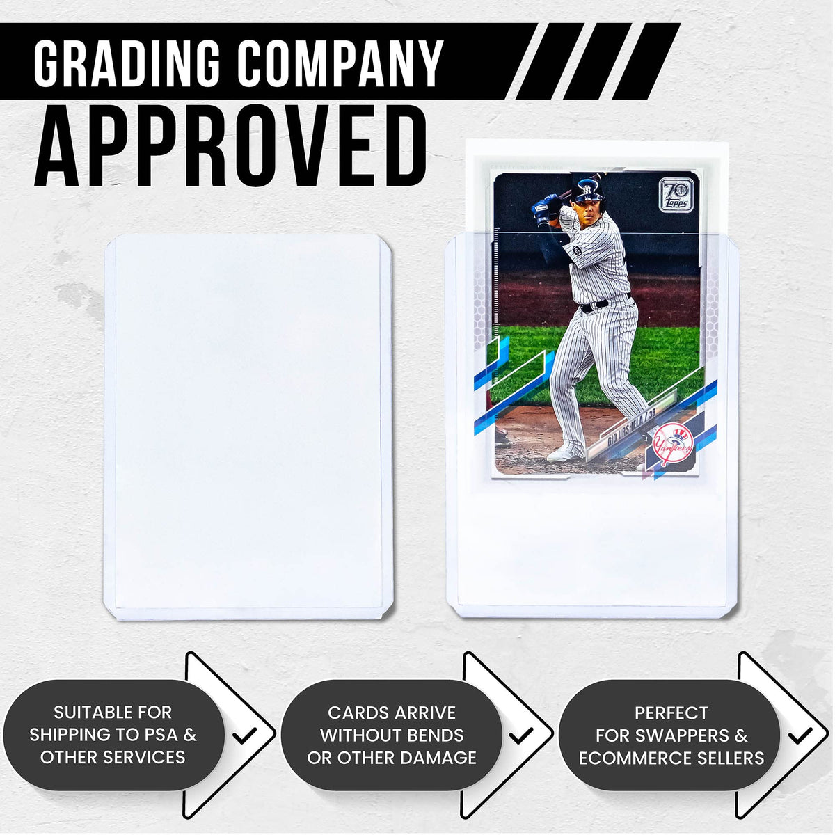 Platinum Protectors rigid archival top loaders emphasizing acid-free long-term protection.