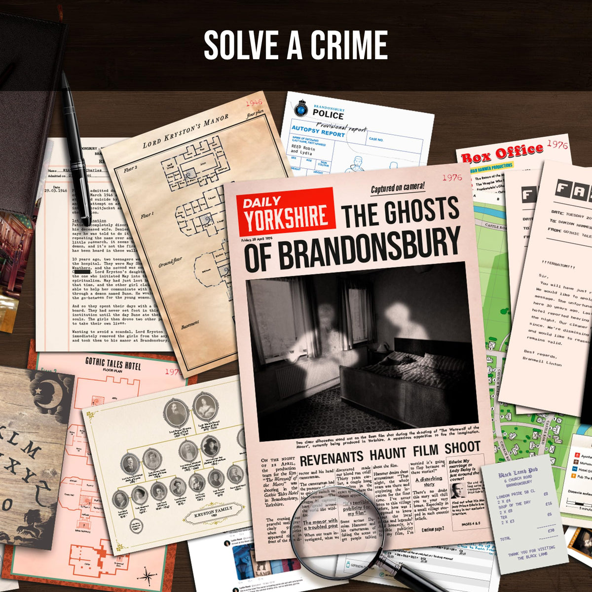 Platonia Games PROFILER investigation scene with suspects encourages cooperative play
