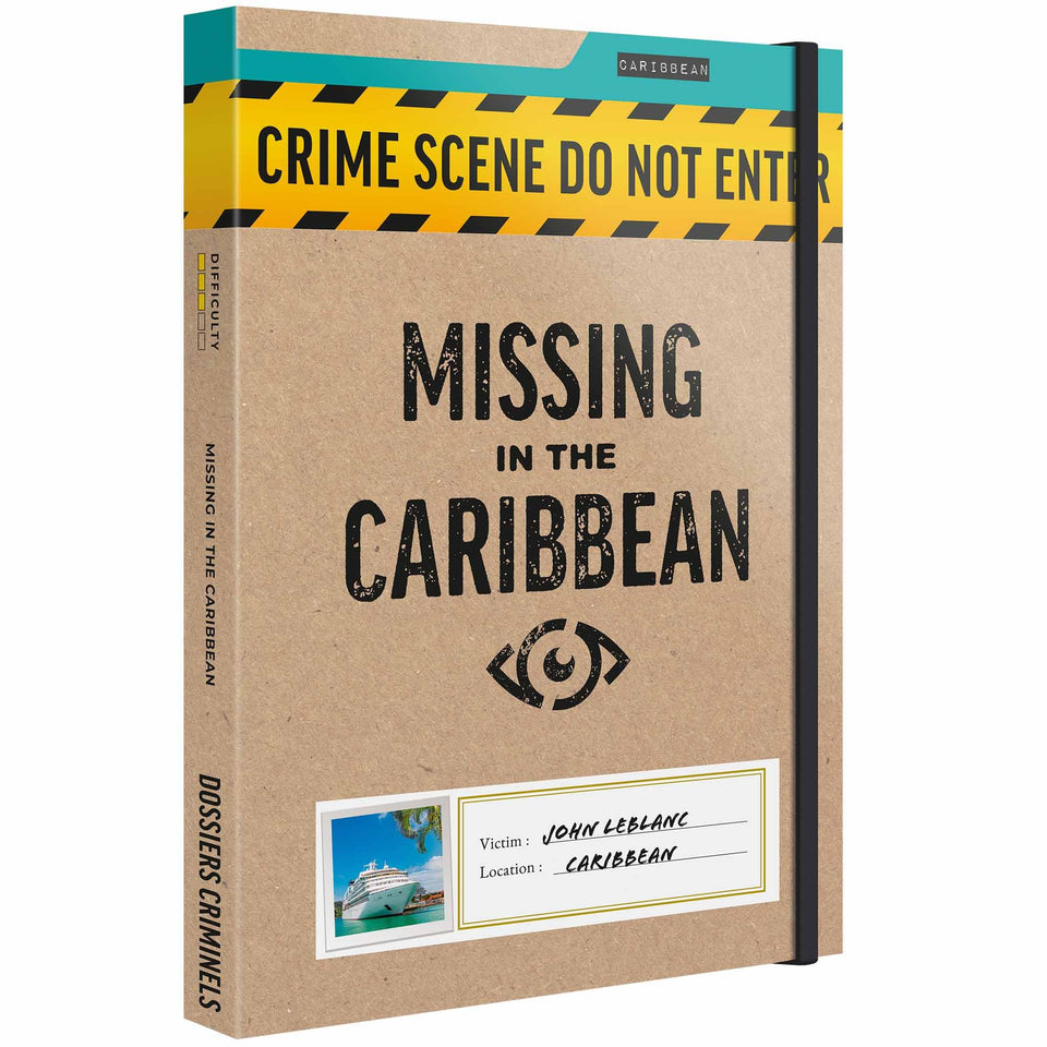 Platonia Games Profiler missing in the Caribbean cover art sets a suspenseful mood for game night.