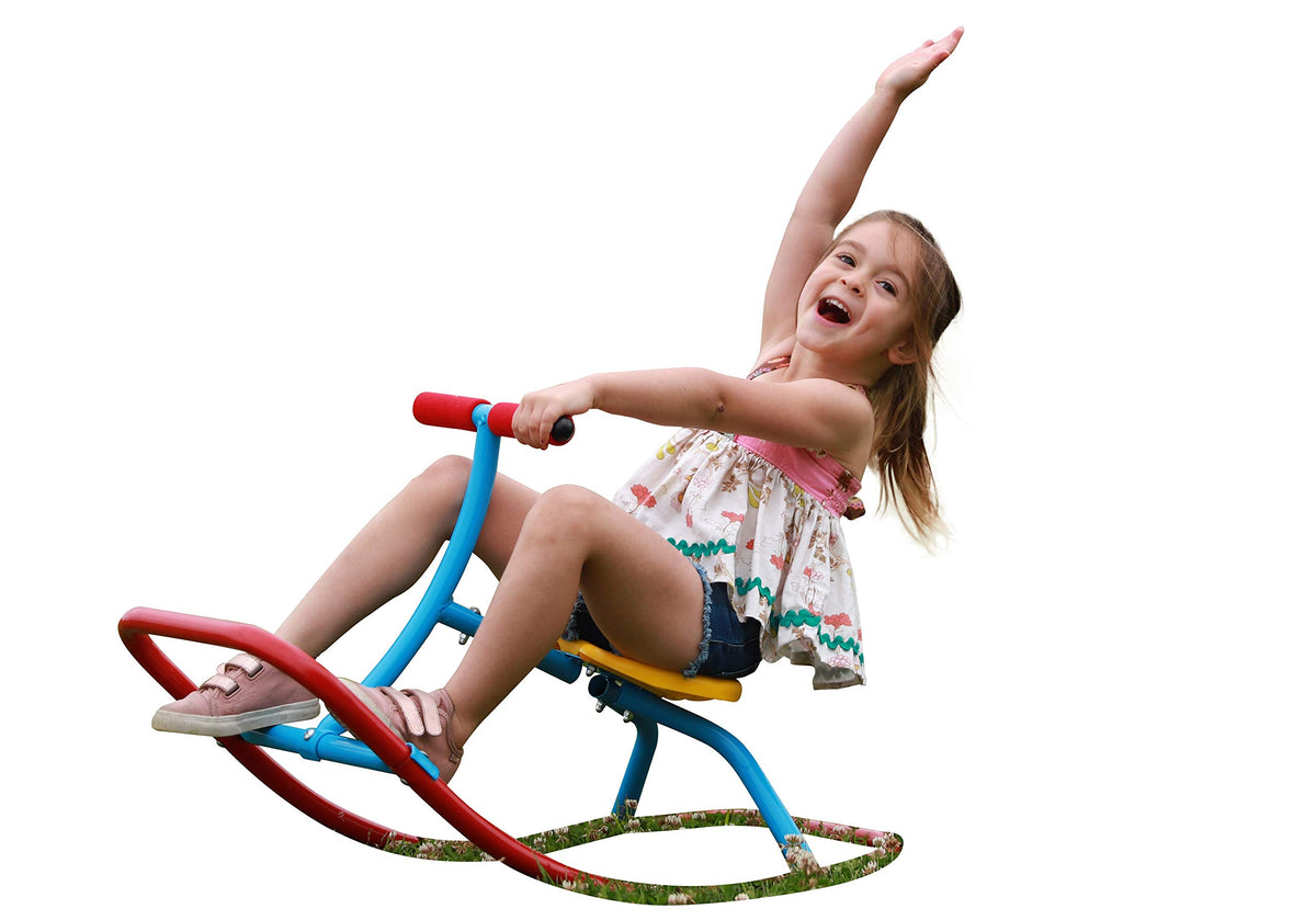 PLATPORTS Kids Indoor Single Rocking Seesaw front view shows safe, stable indoor play