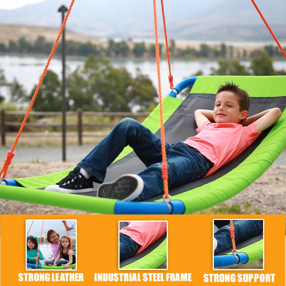 Platports Platform Swing with steel frame supports multiple users safely.