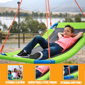 Platports Platform Swing with steel frame supports multiple users safely.