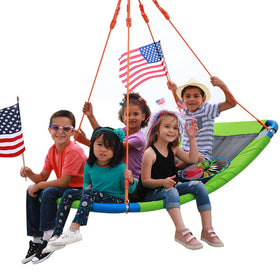 Platports Platform Swing large rectangle seat provides versatile family fun and stability.