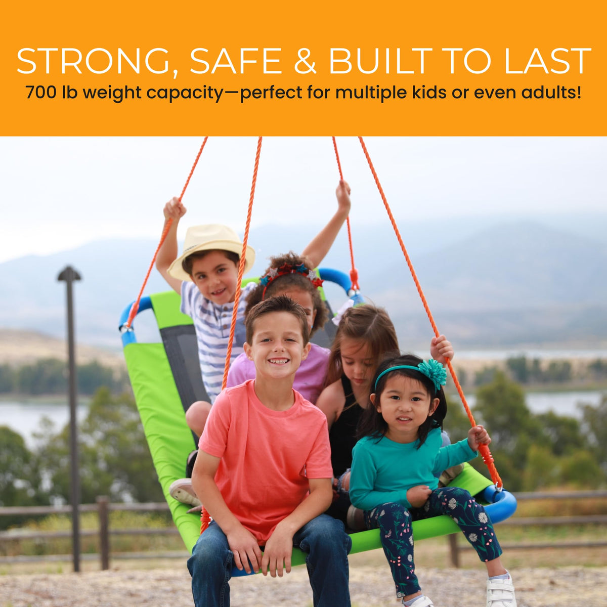Platports Platform Swing portable design ideal for backyard, park, or camping trips.