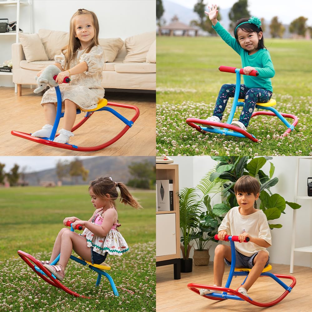 PLATPORTS Rocking Seesaw molded plastic seats provide secure, comfortable seating
