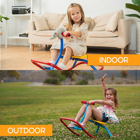 PLATPORTS Seesaw seat close-up highlighting ergonomic, kid-friendly safety design