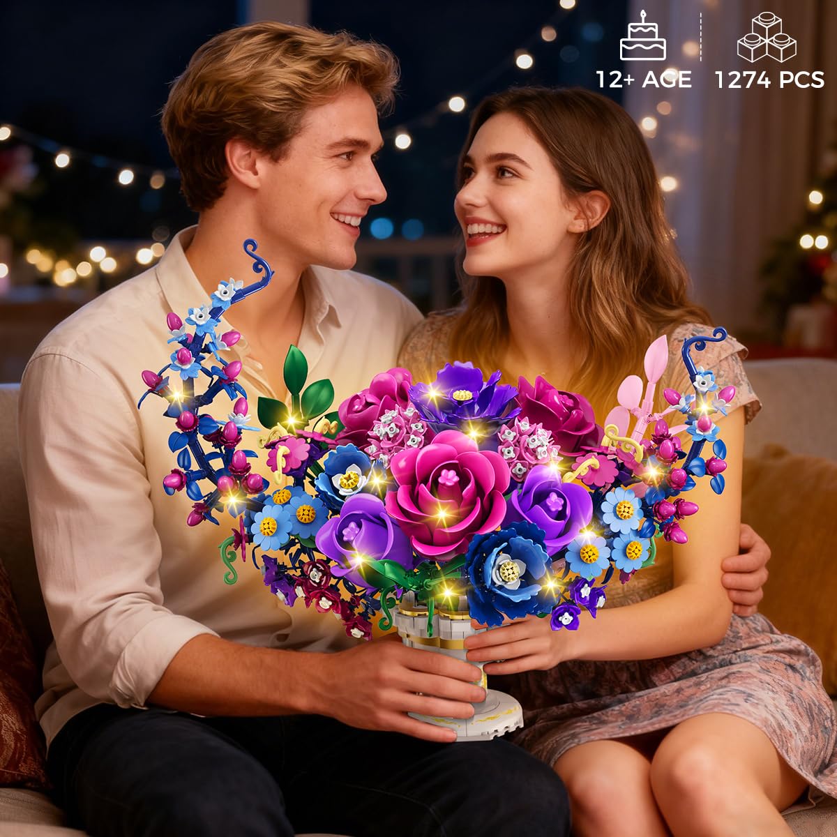 PLAXSOON 20-flower arrangement including purple and magenta blooms