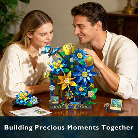 PLAXSOON 3D flower wall art kit blue and yellow petals for cozy ambience
