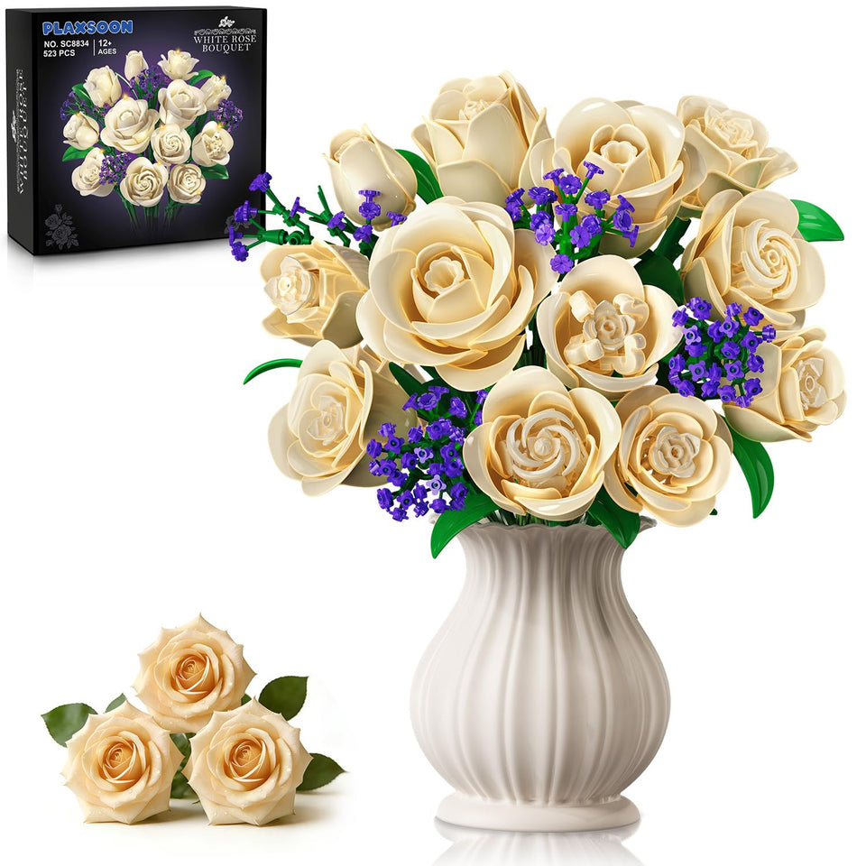 PLAXSOON champagne cream rose bouquet for elegant home decor