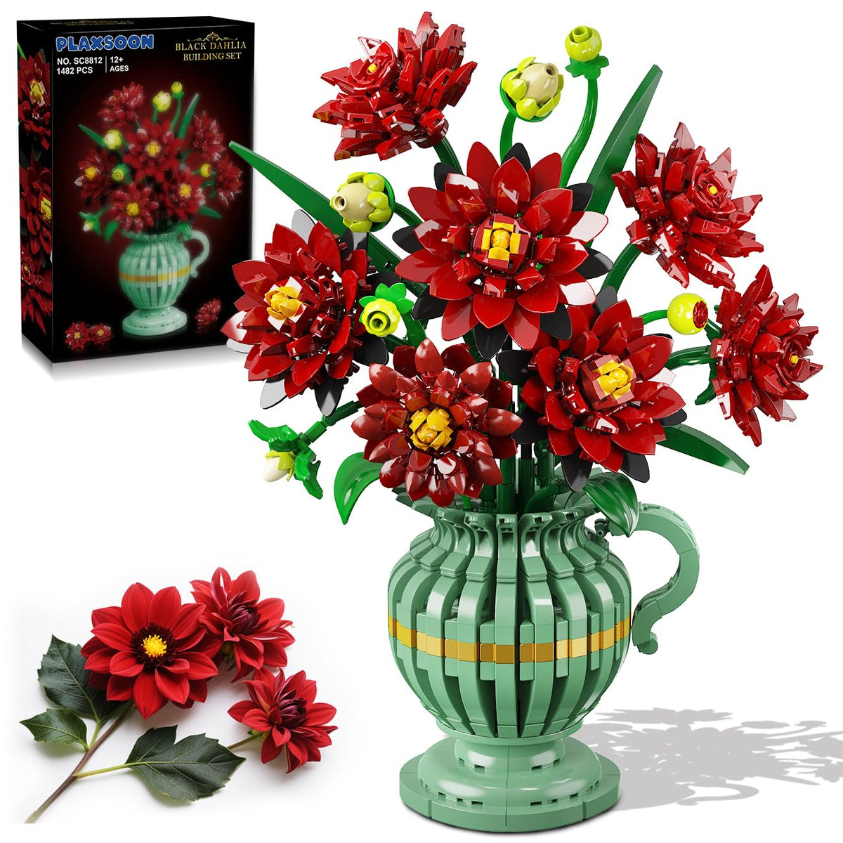 PLAXSOON Dahlia Gothic bloom in a vase for elegant display.