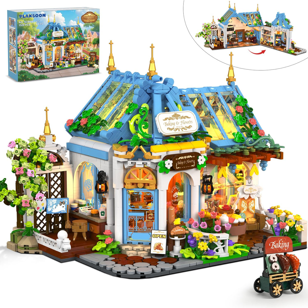 PLAXSOON Flower Café House LED lighting for cozy nighttime display