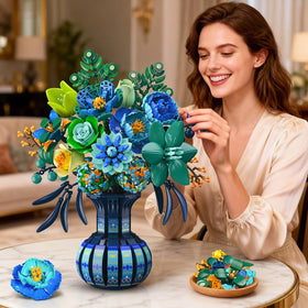 PLAXSOON Flowers Building Set vase with narrative patterns adds modern aesthetic