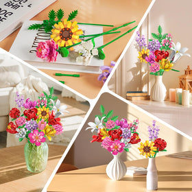 PLAXSOON Home and office decor display featuring a lush floral setup.