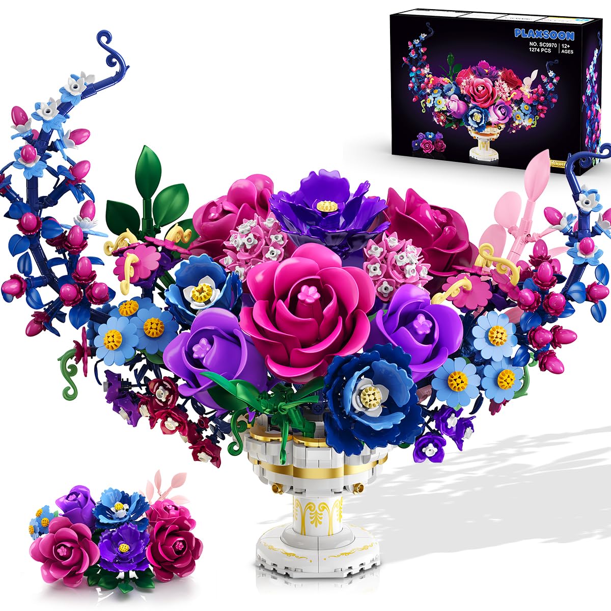 PLAXSOON Moon Flower Bouquet building set close-up centerpiece display
