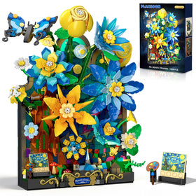 PLAXSOON Starry Night Flower Wall Building Set with Lights glows softly as art décor