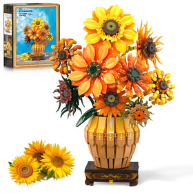 PLAXSOON sunflower bouquet assembly shows lifelike petals for display