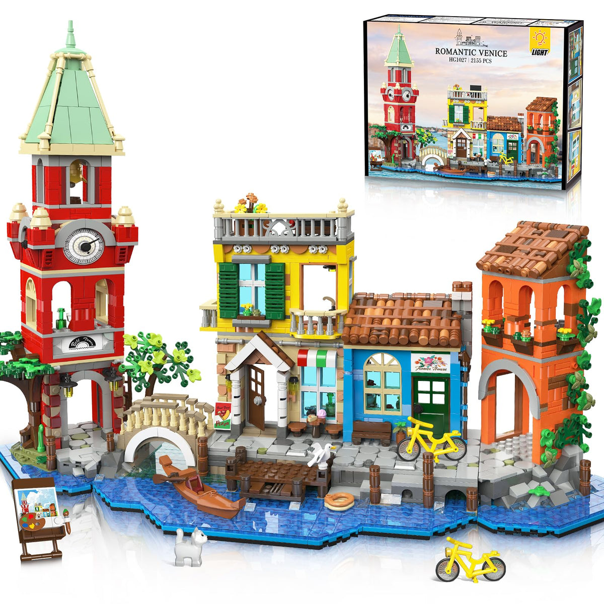 PLAXSOON Venice Main Street building set with gondola for home display.