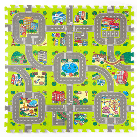 Play 10 baby play mat city road tiles interlocking for safe, imaginative play.