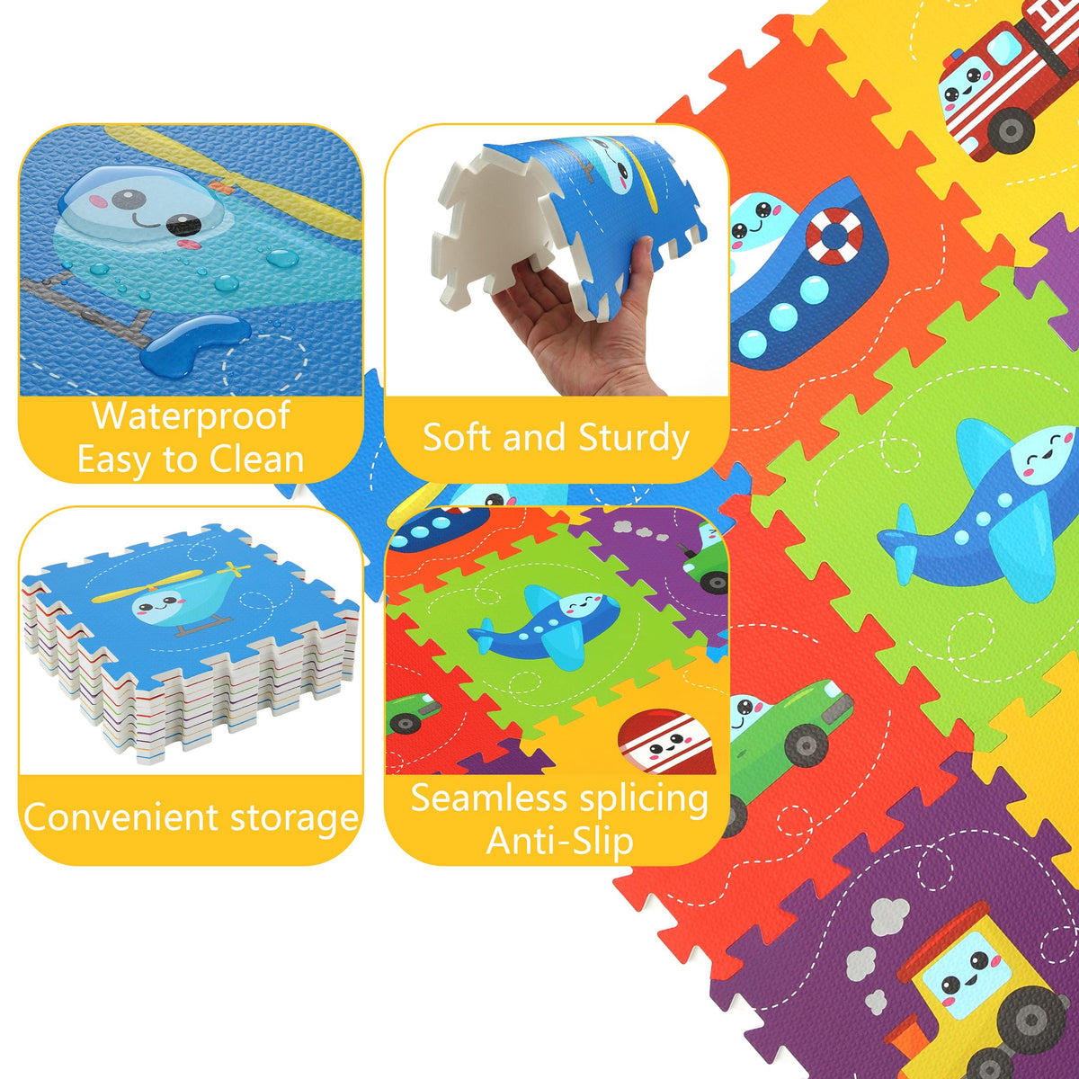 PLAY 10 baby play mat vehicle pattern supports early recognition of shapes and movement