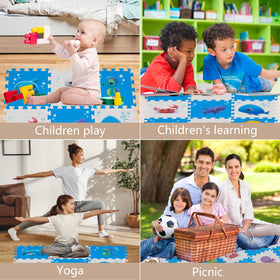 PLAY 10 Colorful interlocking foam mats stimulate visual exploration during floor time.