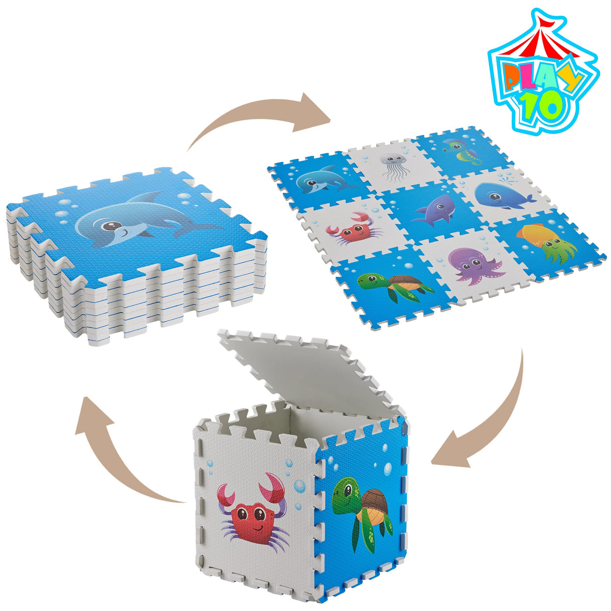 PLAY 10 Educational design supports shape and color recognition during playtime.