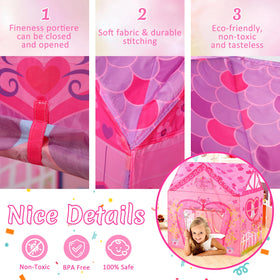 PLAY 10 pink flower play tent creating a cozy outdoor hideaway for kids.