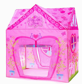 PLAY 10 princess castle tent in pink flowers for indoor pretend play.