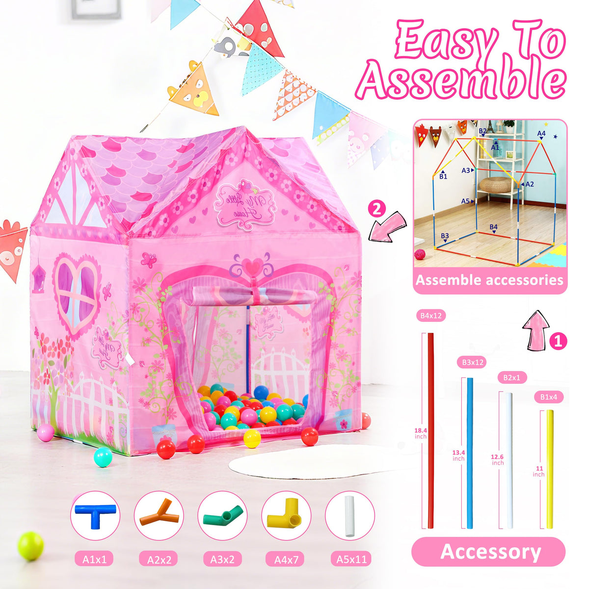 PLAY 10 princess castle tent used outdoors as a private play space.