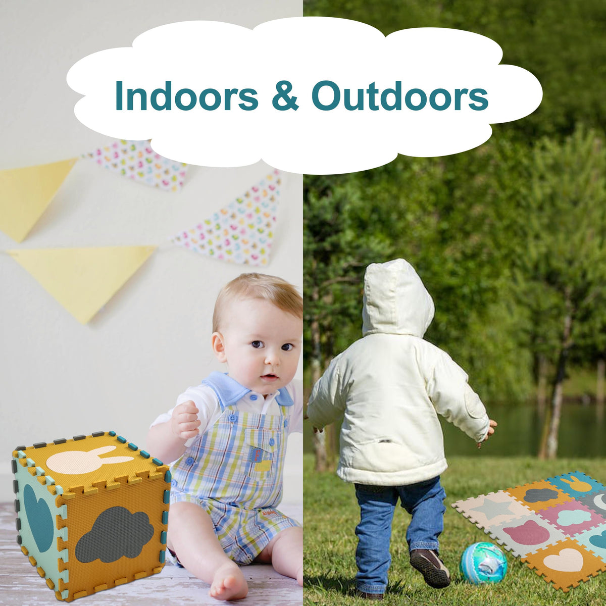 Play 10 versatile foam mat for home, daycare, or outdoors.