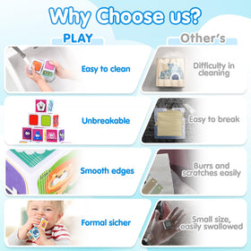 PLAY ABC blocks feature safe rounded edges for toddler play.