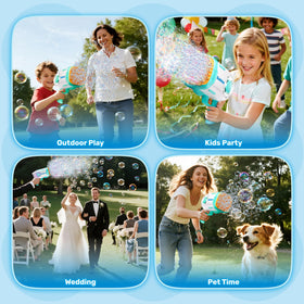 Play-Act bubble liquid bottles provide continuous bubble action.