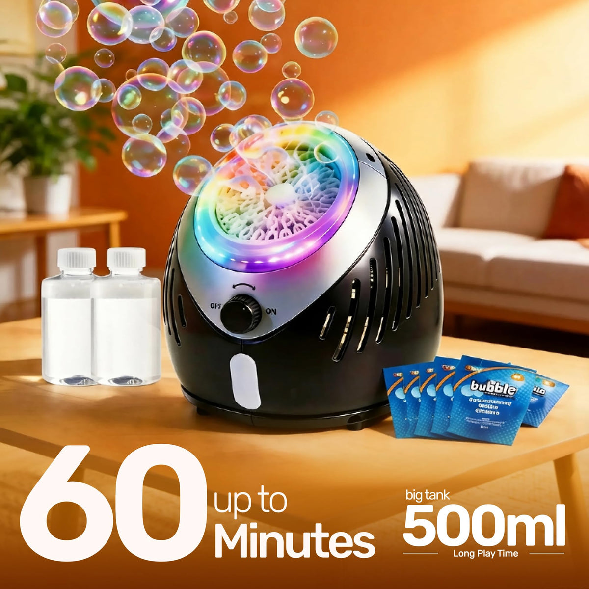 Play-Act bubble-refills-pack provides frequent bubble bursts for nonstop play.