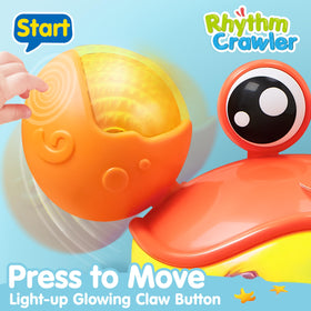 Play-Act JOVA crawling crab toy side view displaying obstacle-sensing IR sensor for autonomous movement.