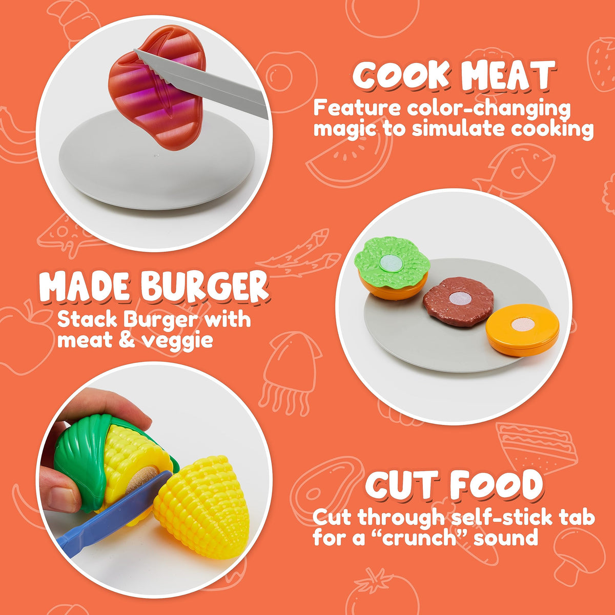 Play-Act Kids BBQ Grill Playset interactive knobs control smoke and lighting