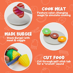 Play-Act Kids BBQ Grill Playset interactive knobs control smoke and lighting